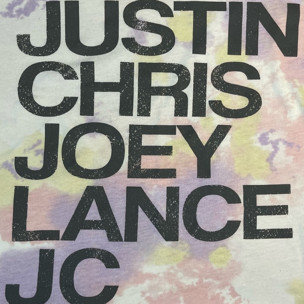 NSYNC Justin Chris Joey Lance JC Tie Dye Cropped Cotton-Poly Band T-Shirt Sz L - Picture 6 of 8